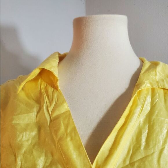 Ashley Stewart Yellow Button Down Rouched Top Size 18W - Picture 8 of 12